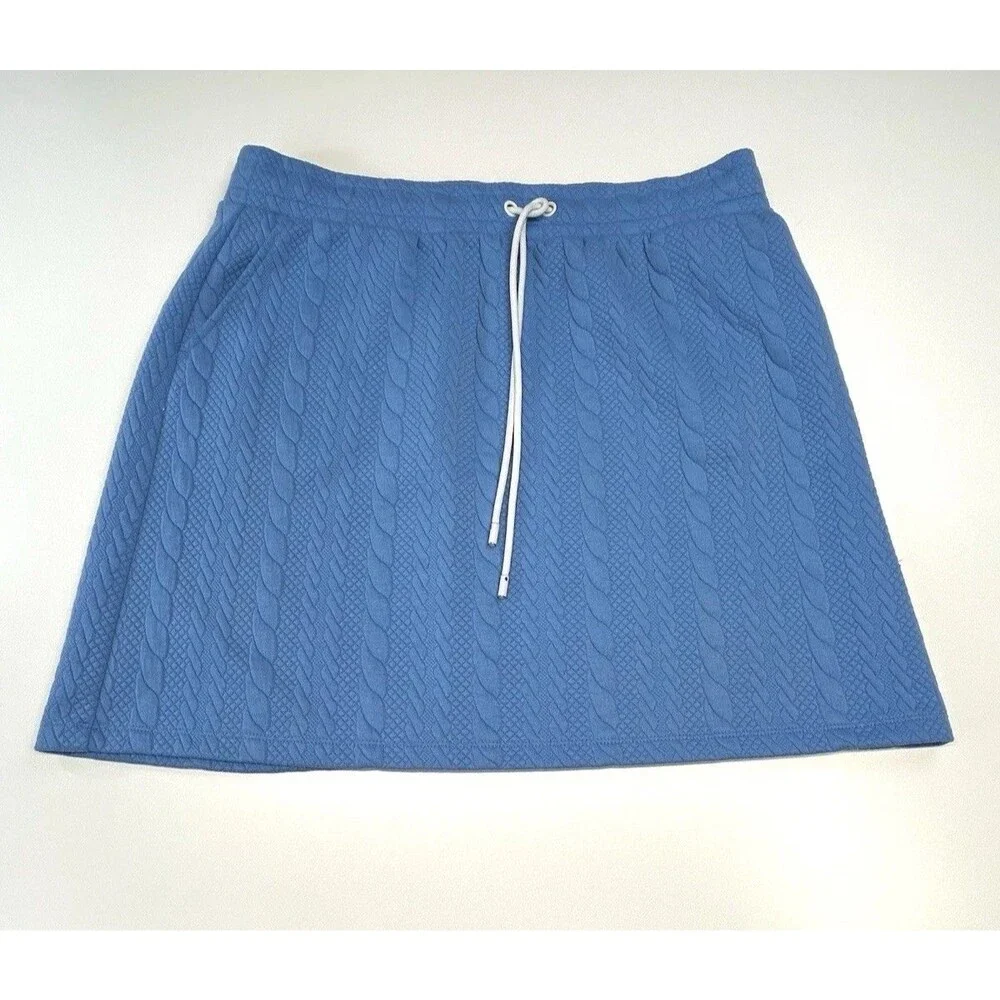 T by Talbots Women's L Cable Jacquard Skirt Drawstring Pockets